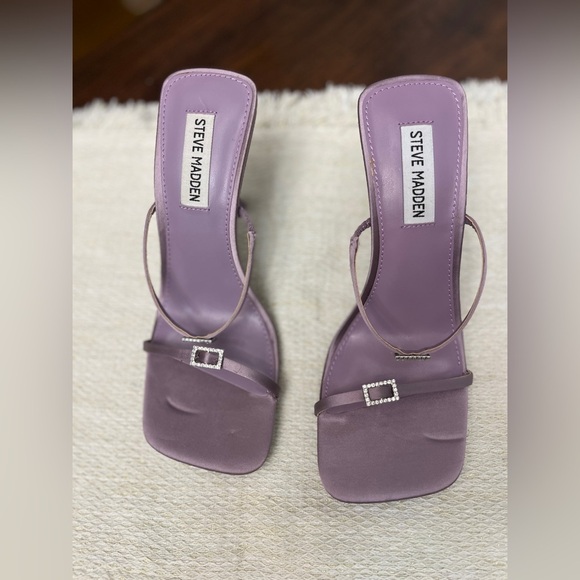 Steve Madden Aislinn Heeled Sandal Size 7 Purple Satin Rhinestone Detail Formal - Picture 5 of 13